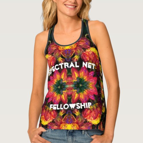 Yellow and Pink Dahlias Tapestry Spectral Net  Tank Top