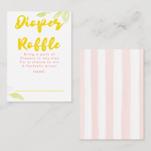 Yellow and Pink Diaper Raffle Baby Shower Tickets Enclosure Card