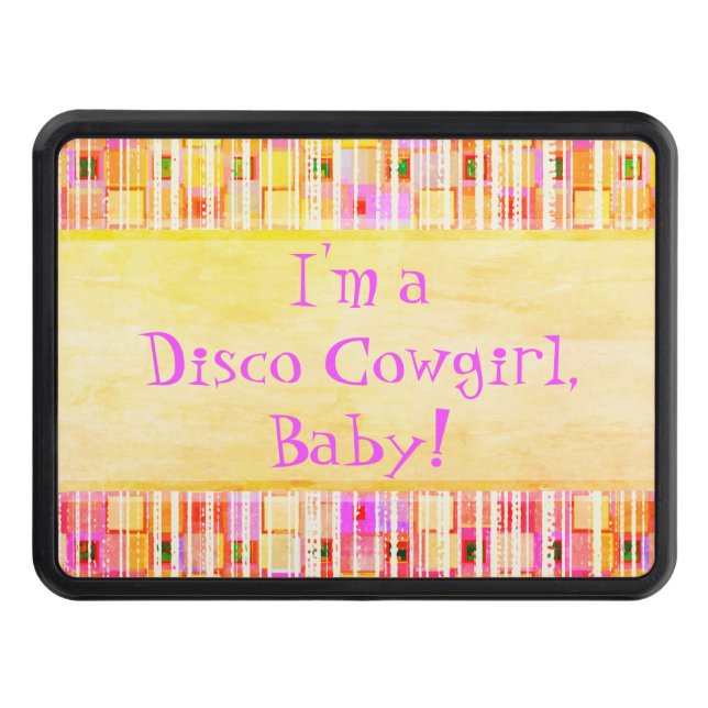 Yellow and Pink Disco Cowgirl Fringe Hitch Cover (Front)