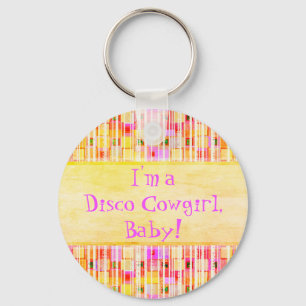 Yellow and Pink Disco Cowgirl Fringe Keychain