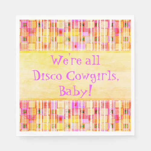Yellow and Pink Disco Cowgirl Fringe Napkins