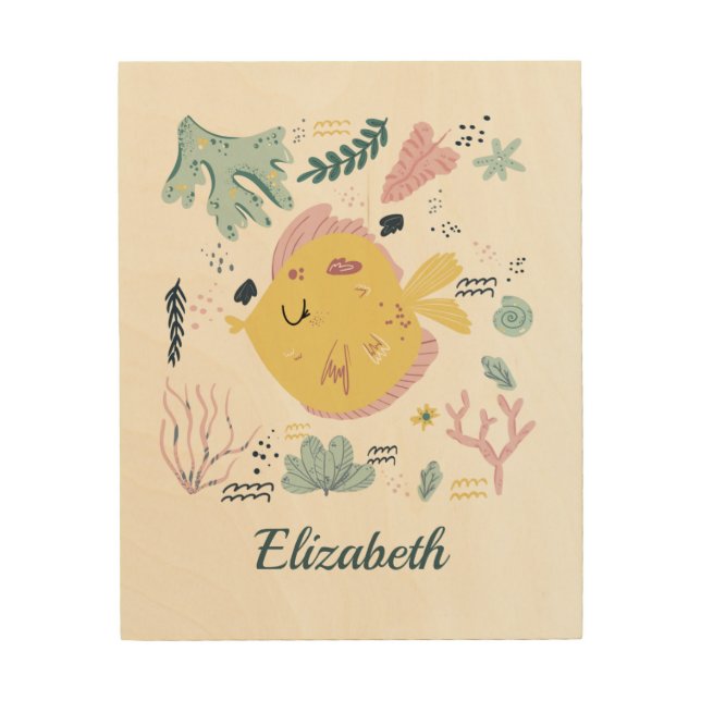 Yellow and Pink Fish Sea Life Ocean Nursery Decor  (Front)