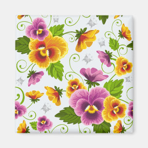 Yellow and pink floral pattern magnet