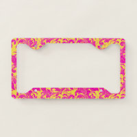 Yellow and  Pink Floral Swirls Damasks