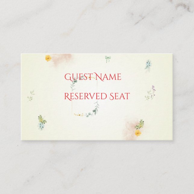 Yellow and Pink Floral Wedding Place Card (Front)