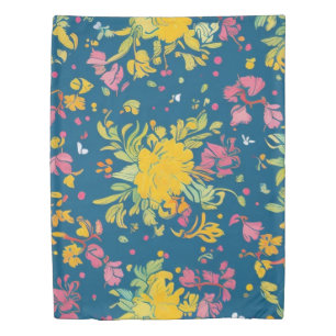 Yellow and Pink Flowers pattern Duvet Cover
