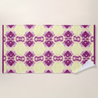 Yellow and pink flowery repete pattern beach towel