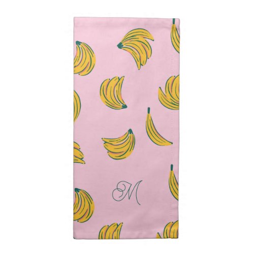 Yellow and Pink Funny Banana Pattern Cloth Napkin