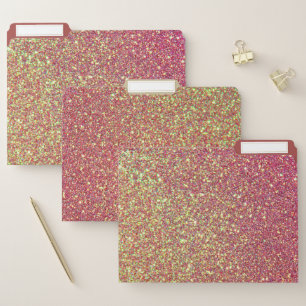 Yellow And Pink Glitter File Folder
