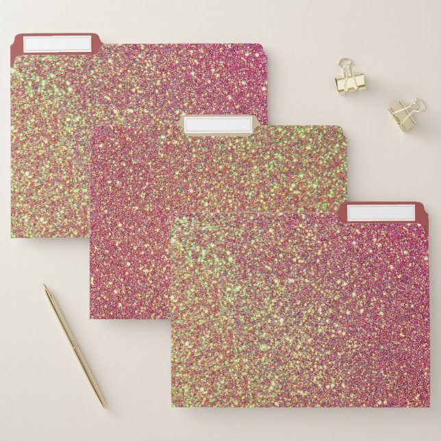 Yellow And Pink Glitter File Folder (Set)