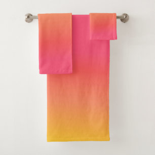 Yellow and Pink Gradient Bath Towel Set