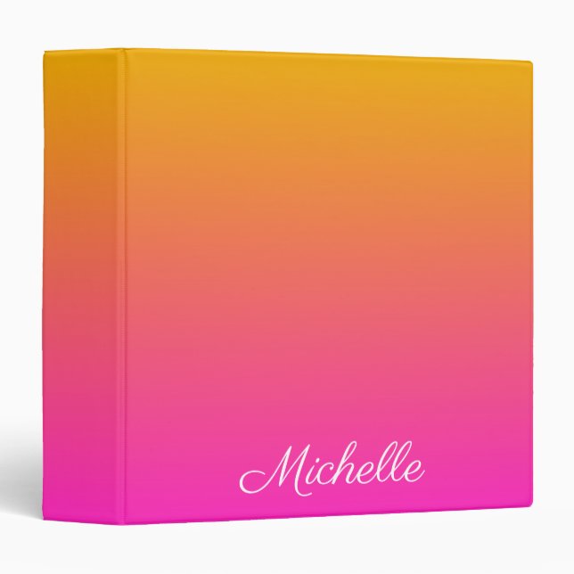 Yellow and pink gradient ombre 3 ring binder (Front/Spine)