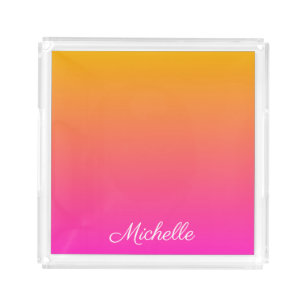 Yellow and pink gradient ombre acrylic tray