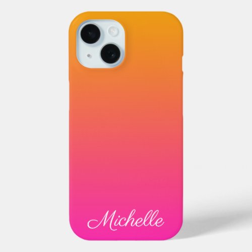 Yellow and pink gradient ombre iPhone 15 case