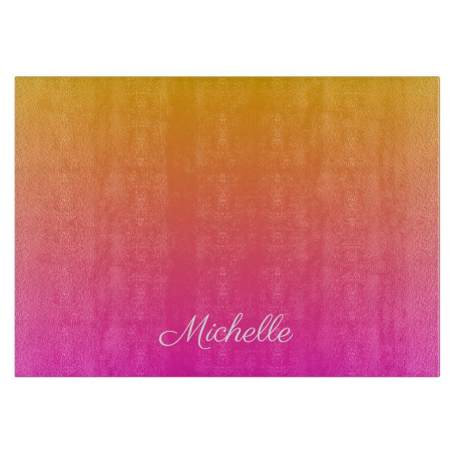 Yellow and pink gradient ombre cutting board (Front)