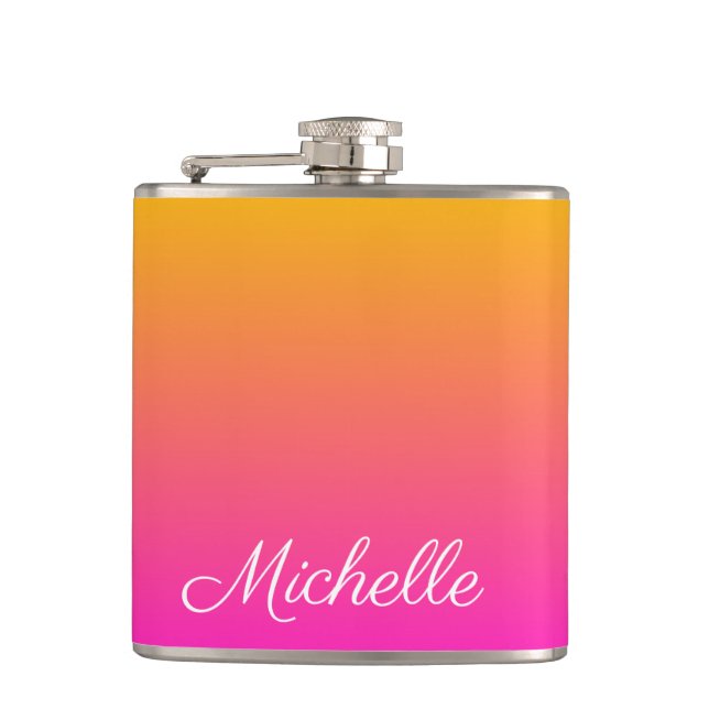 Yellow and pink gradient ombre flask (Front)