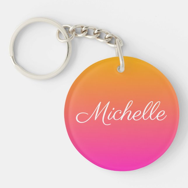 Yellow and pink gradient ombre keychain (Front)