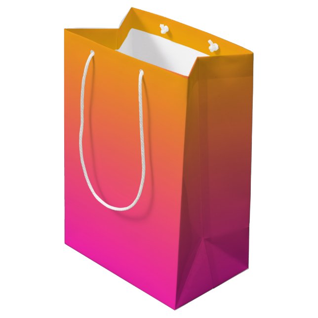 Yellow and pink gradient ombre medium gift bag (Back Angled)
