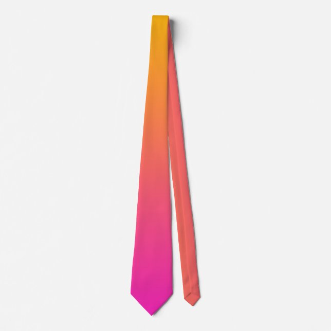 Yellow and pink gradient ombre neck tie (Front)