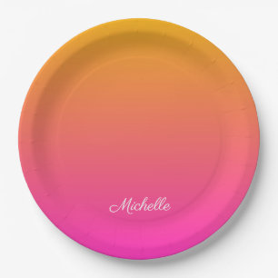 Yellow and pink gradient ombre paper plates