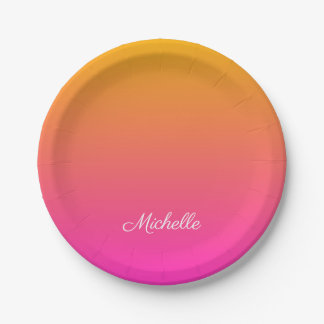 Yellow and pink gradient ombre paper plates