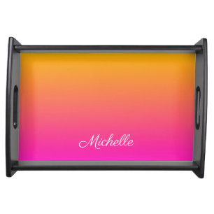 Yellow and pink gradient ombre serving tray