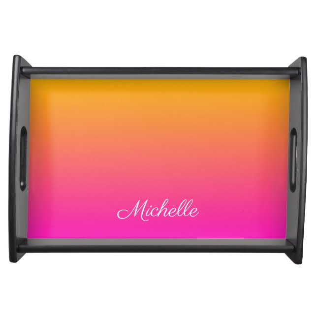 Yellow and pink gradient ombre serving tray (Front)