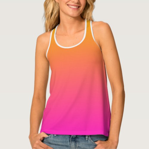 Yellow and pink gradient ombre tank top