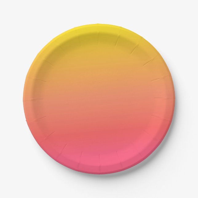 Yellow and Pink Gradient Paper Plates (Front)