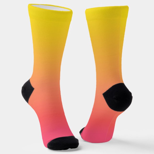 Yellow and Pink Gradient Socks (Angled)