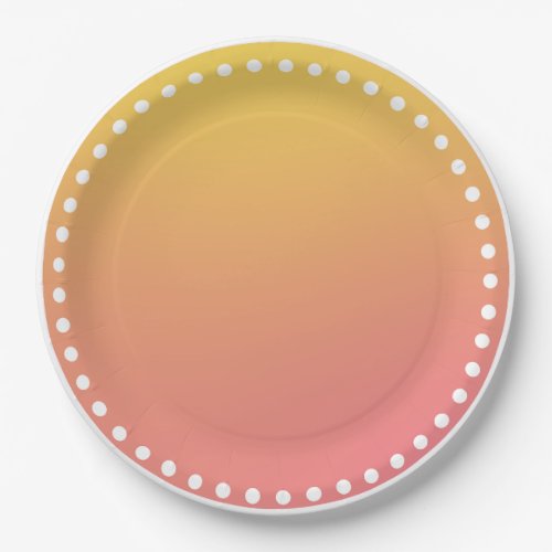 Yellow and Pink Gradient with White Dotted Edge Paper Plates