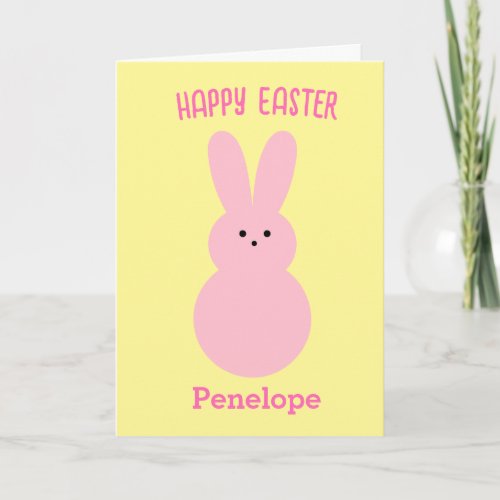 Yellow and Pink Happy Easter Bunny Card