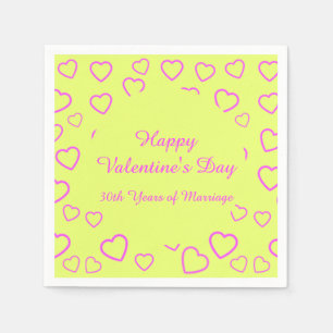 Yellow and Pink Heart Pattern Custom Message Napkins