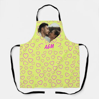 Yellow and Pink Heart Pattern Photo Monogram