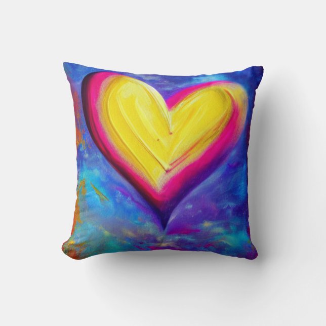 Yellow and Pink Heart Pillow (Front)