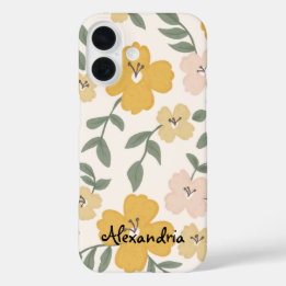 Yellow and Pink Hibiscus flower Botanical iPhone 16 Case