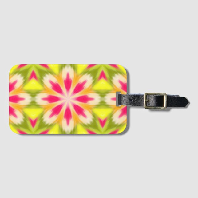 Yellow and pink luggage tag (Front Horizontal)