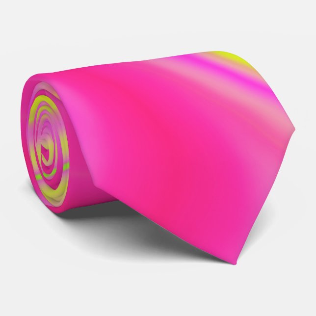 Yellow and Pink Marble  Neck Tie (Rolled)