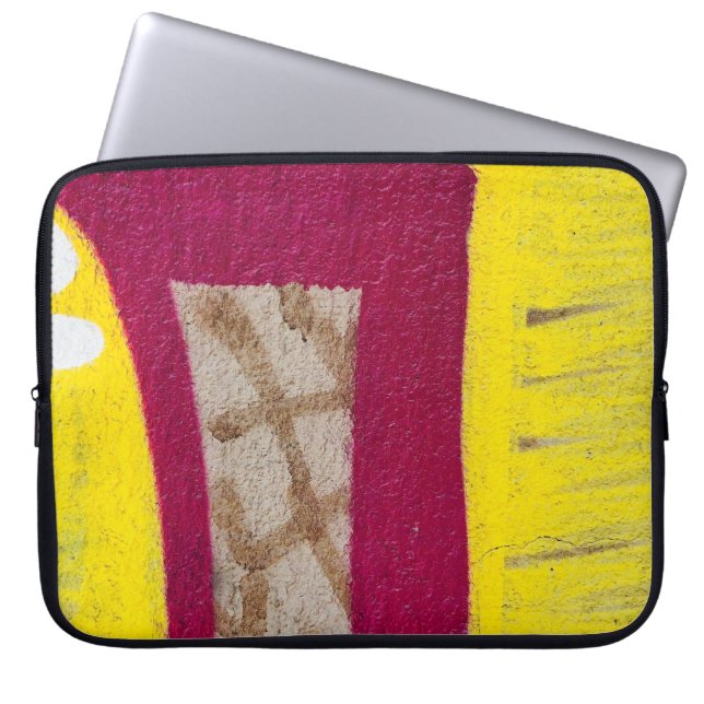 Yellow and pink painted wall laptop sleeve (Front)