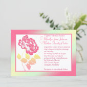 Yellow and Pink Peony Linen Wedding Invitation (Standing Front)