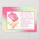 Yellow and Pink Peony Linen Wedding Invitation (Front/Back)