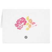 Yellow and Pink Peony on White Table Number Card (Back Horizontal)