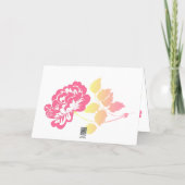 Yellow and Pink Peony on White Thank You Card (Back)