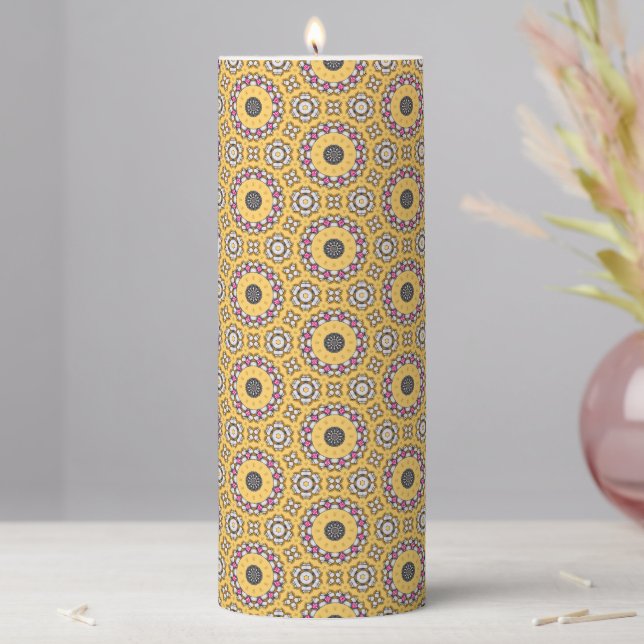 Yellow and Pink Pillar Candle (In Situ)