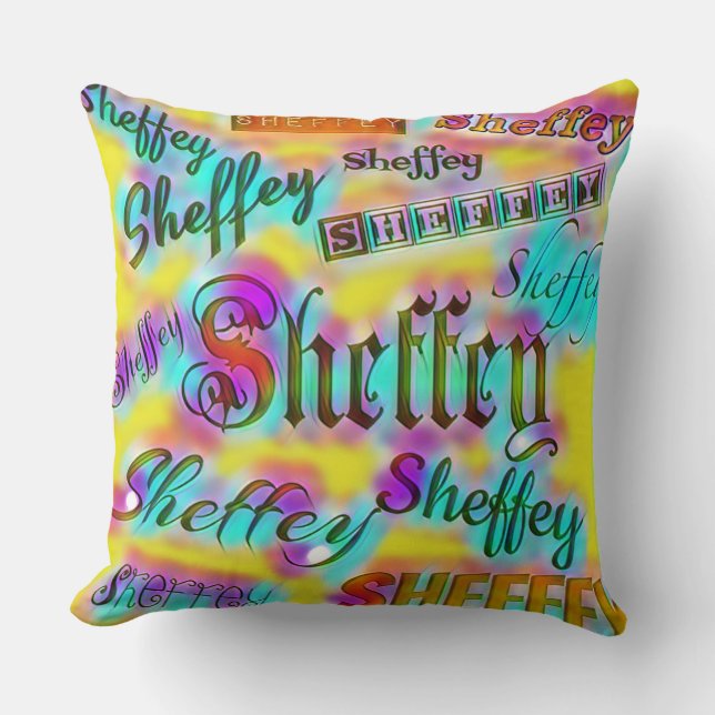 Yellow and Pink Sheffey Throw Pillow (Front)