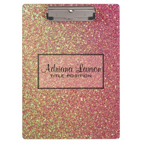 Yellow And Pink Sparkling Glitter Clipboard