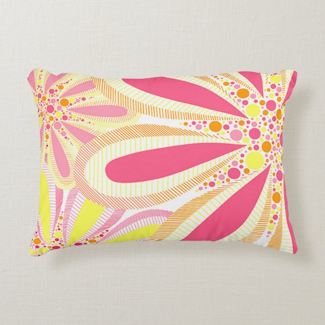 Yellow and Pink Spring Flowers Accent Pillow (Front)
