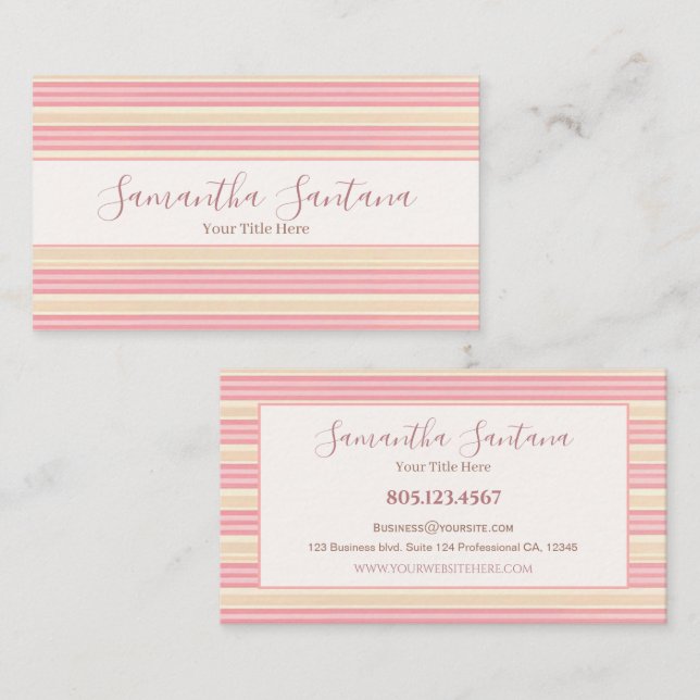Yellow and Pink Striped Business Card (Front/Back)