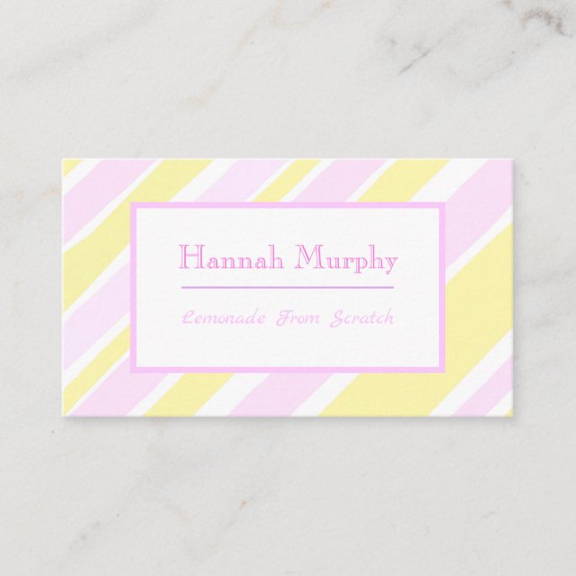 Yellow and Pink Stripes Business Card (Front)