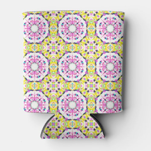 Yellow and Pink Summer Holiday Vacay Star Pattern Can Cooler